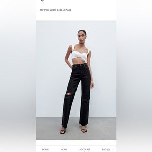 NWOT Ripped wide leg Zara jeans